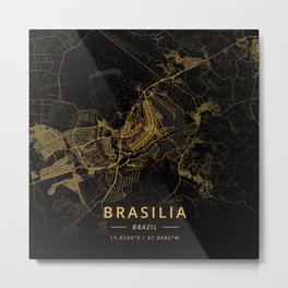 Brasilia, Brazil - Gold Metal Print