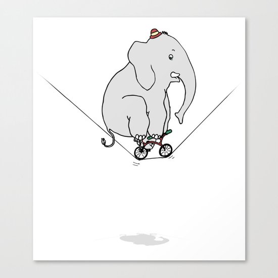 Elephant on a wire Canvas Print