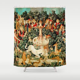 Hunt Of The Unicorn Medieval Tapestry Shower Curtain