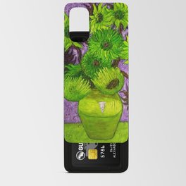 Vincent van Gogh Twelve green sunflowers in a vase still life with purple background portrait painting Android Card Case