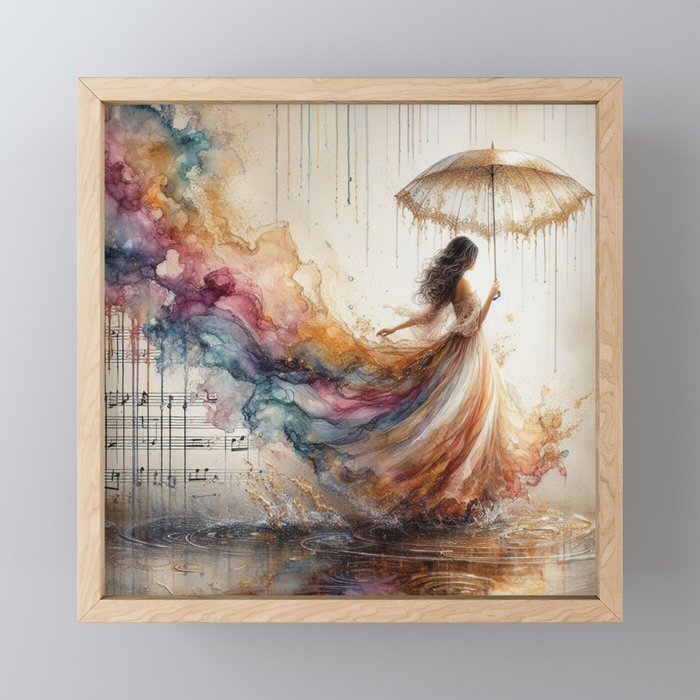 Dance In The Rain Framed Mini Art Print