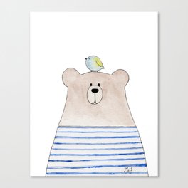 Bear and bird Canvas Print