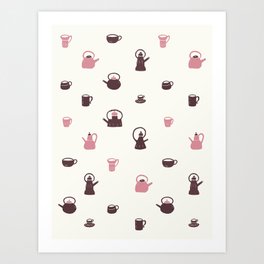Tea time pattern - minimalist Art Print