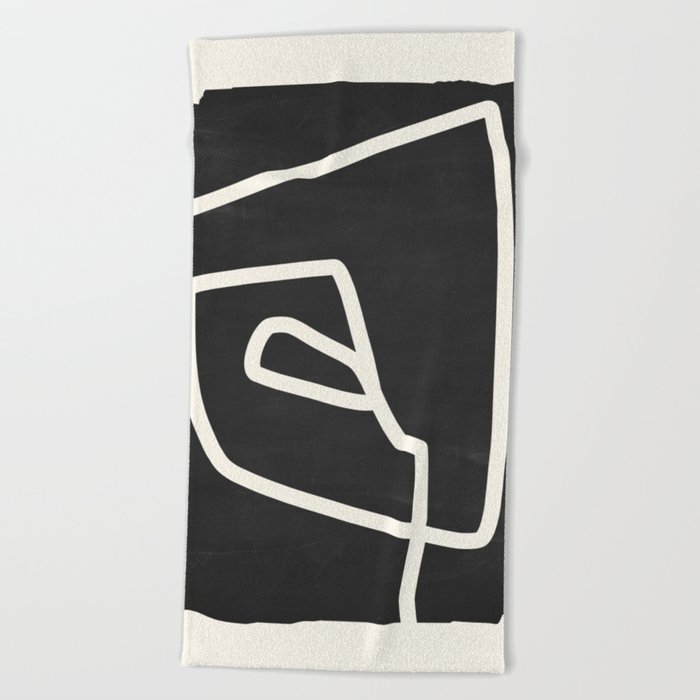 abstract minimal 57 Black & White Beach Towel