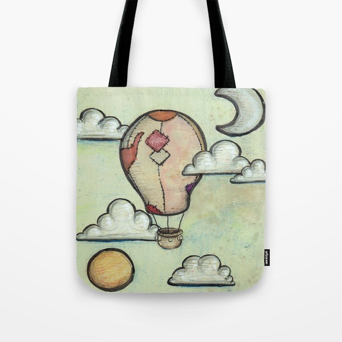 Cloudy Hot Air Balloon Tote Bag