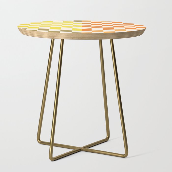 Yellow and orange warp checked Side Table