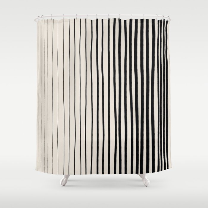 Black Vertical Lines Shower Curtain