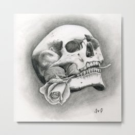 Skull & Rose Metal Print