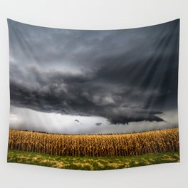 Corn Field - Storm Over Withered Crop in Southern Kansas Wall Tapestry