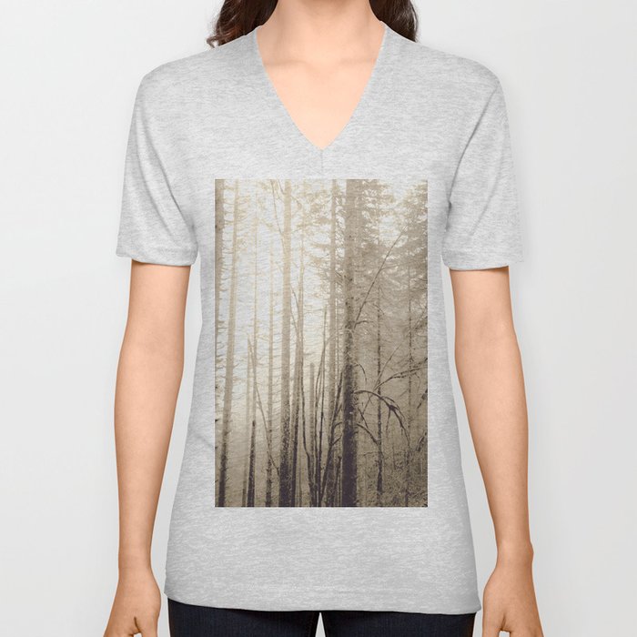 Misty Mountain Forest V Neck T Shirt