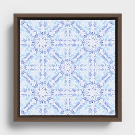 Baroque style blue pattern. Christmas motif. Framed Canvas
