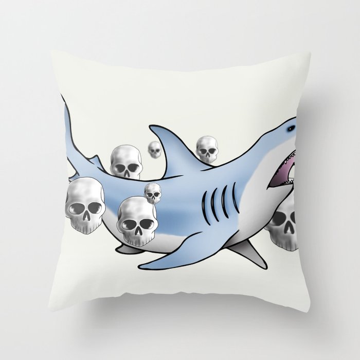 Shark & Skulls Throw Pillow
