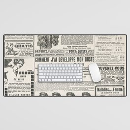 Newspaper page with antique advertisement. Woman's fashion magazine Le Petit Echo de la Mode 1919 Paris, France Desk Mat