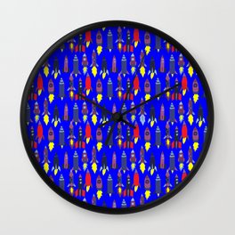 Razzo Wall Clock | Modern, Graphicdesign, Stylish, Sale, Blue, Fun, Boys, Red, Rockets, Space 