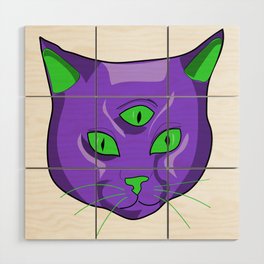 The All-seeing cat Wood Wall Art