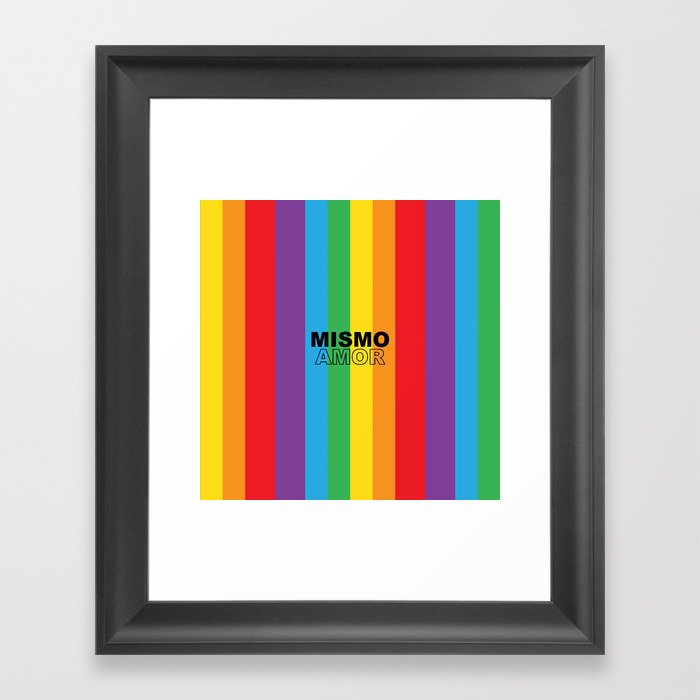 65 MCMLXV LGBT Mismo Amor Rainbow Stripe Pattern Framed Art Print