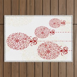 Christmas Baubles Made Of Snowflakes Outdoor Rug