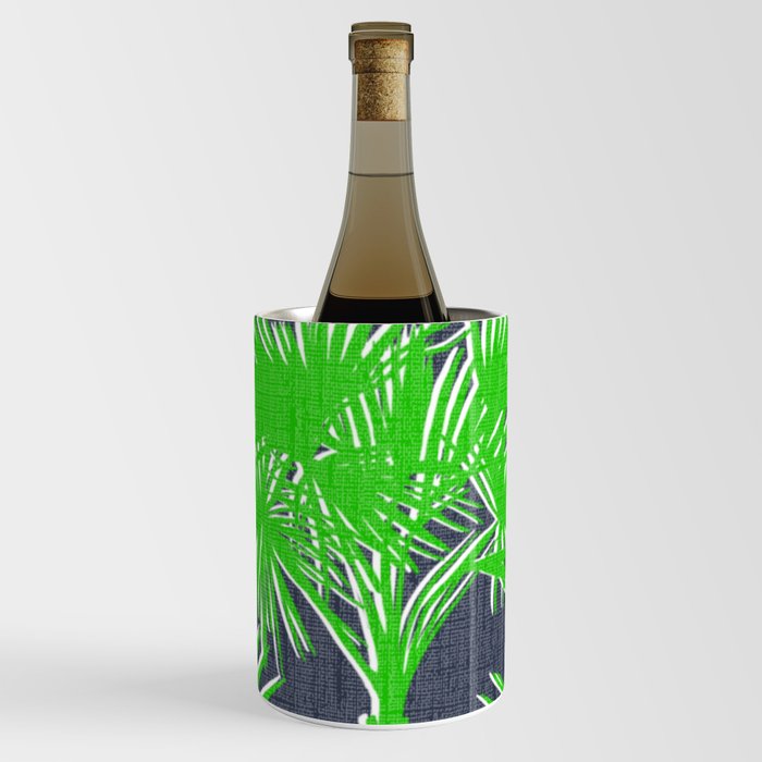 Tropical Palms Kelly Green on Navy Wine Chiller