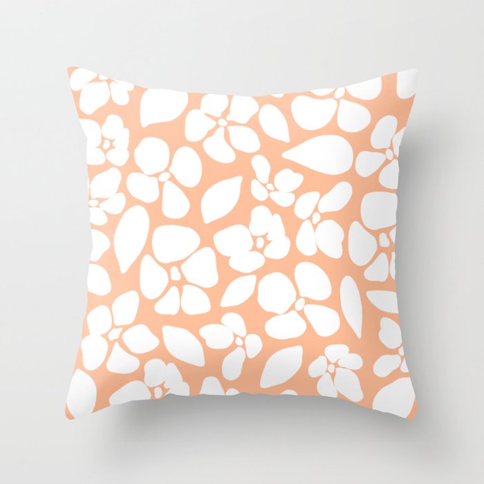 Minimalist Flower Abstract Pattern (peach fuzz/white) Throw Pillow
