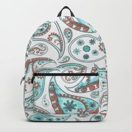 Moroccan Style Blue and Red Paisley Pattern Backpack