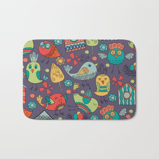 Abstract colorful hand drawn floral pattern design Bath Mat