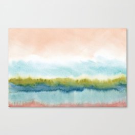 Abstract Watercolor Painting Beige Green Blue  Canvas Print