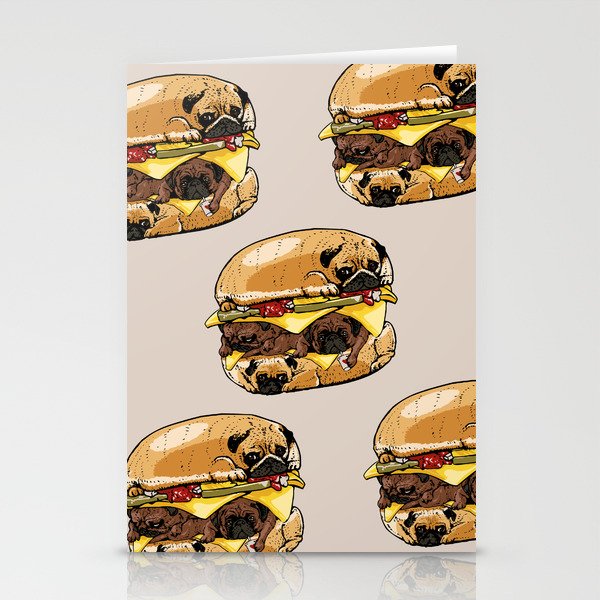 Pugs Burger Stationery Cards