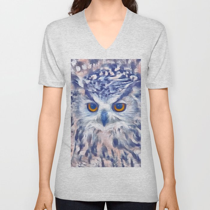 Fluffy Owl V Neck T Shirt
