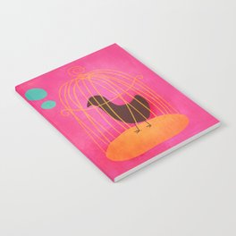 Hot Pink Crow Bird In a Cage Notebook