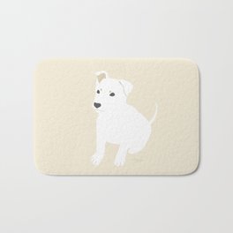 white dog Bath Mat