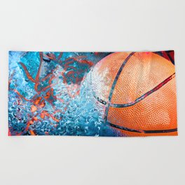 Unique Basketball Art Beach Towel