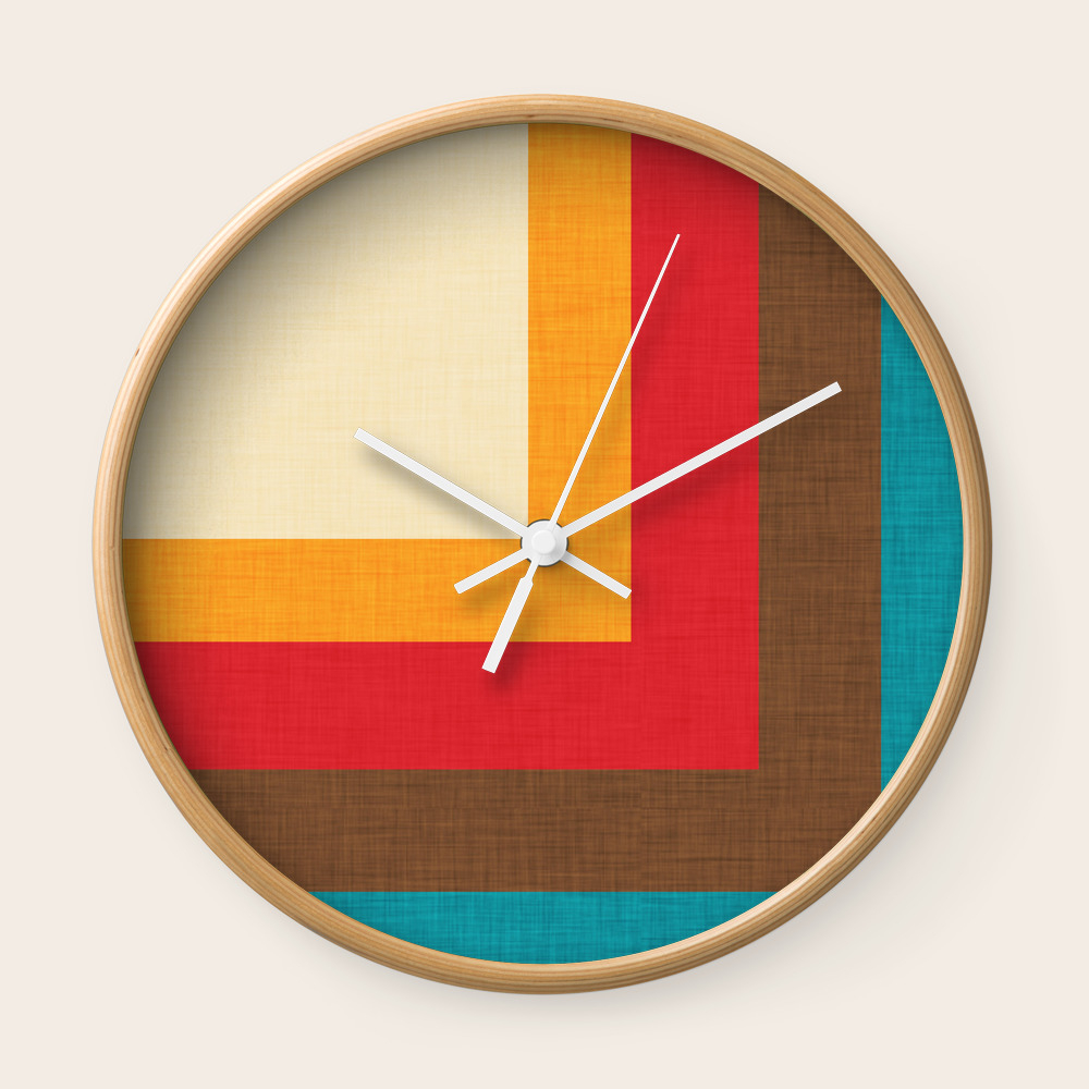 Abstract Mod Cube Beige Midcenturymodern Wall Clock By Susycosta Society6