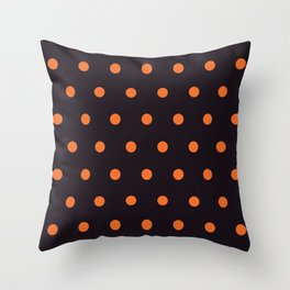 Orange black polka dots Throw Pillow