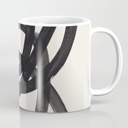 Mid Century Modern Minimalist Abstract Art Brush Strokes Black & White Ink Art Spiral Circles Coffee Mug