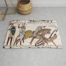 Battle of Hastings- Bayeux Tapestry King Harold Is Killed Arrow In Eye Rug