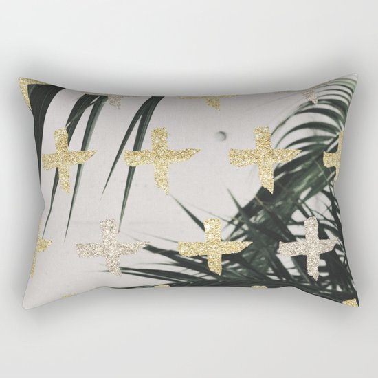 Palms with gold cross Rectangular Pillow