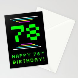 [ Thumbnail: 78th Birthday - Nerdy Geeky Pixelated 8-Bit Computing Graphics Inspired Look Stationery Cards ]