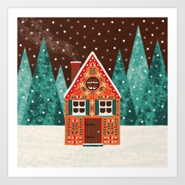 Cozy Winter House Art Print