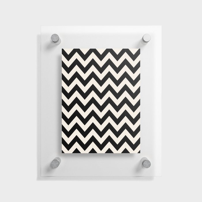 Chevron Black And Cream White Zigzag Herringbone Floating Acrylic Print