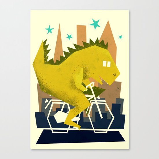 Godzilla going to town Canvas Print