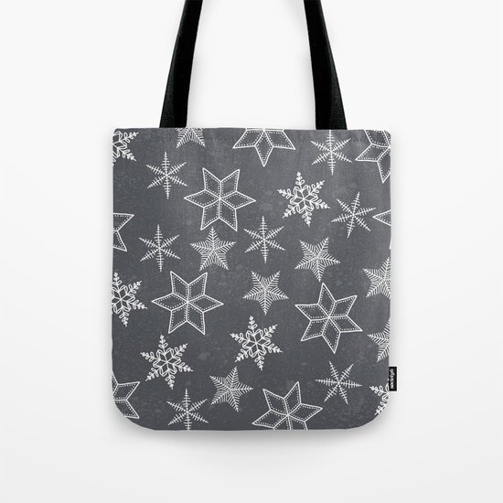 Snowflakes on grey background Tote Bag
