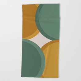 Abstract Mid-Century Modern Semi-Circles Beach Towel