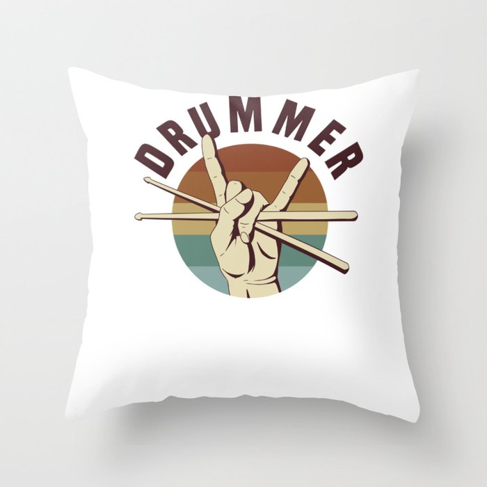 Drummer Grandpa Drumming Percussionist Musician Drumstick Throw Pillow