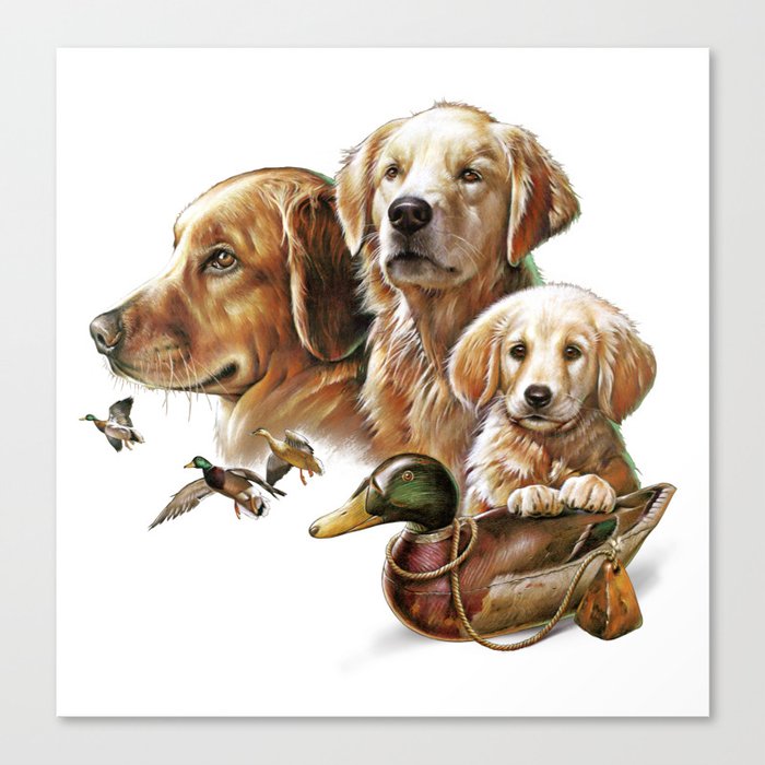 Golden Retriever Hunting Dogs Canvas Print By Salmoneggs Society6