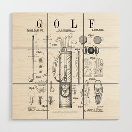 Golf Club Golfer Old Vintage Patent Drawing Print Wood Wall Art