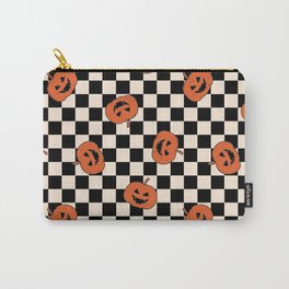 Checkerboard Pumpkin Halloween Carry-All Pouch