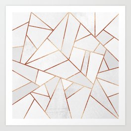 White Stone & Copper Lines Art Print