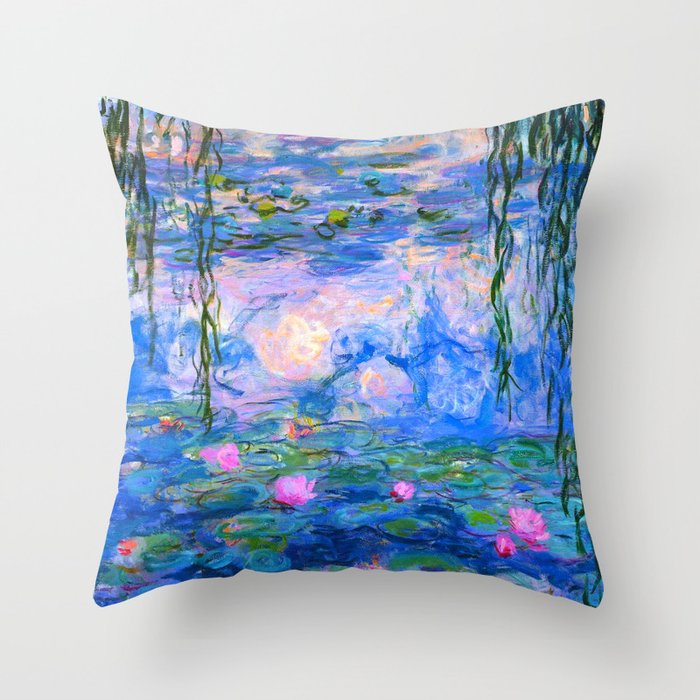 Water Lilies Claude Monet Restored Throw Pillow