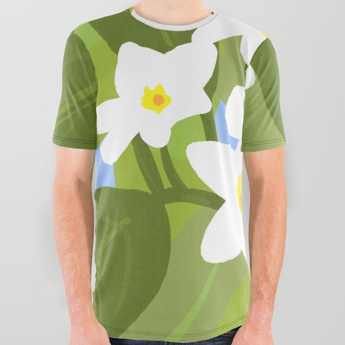 Jungle Flowers Retro Modern Floral All Over Graphic Tee