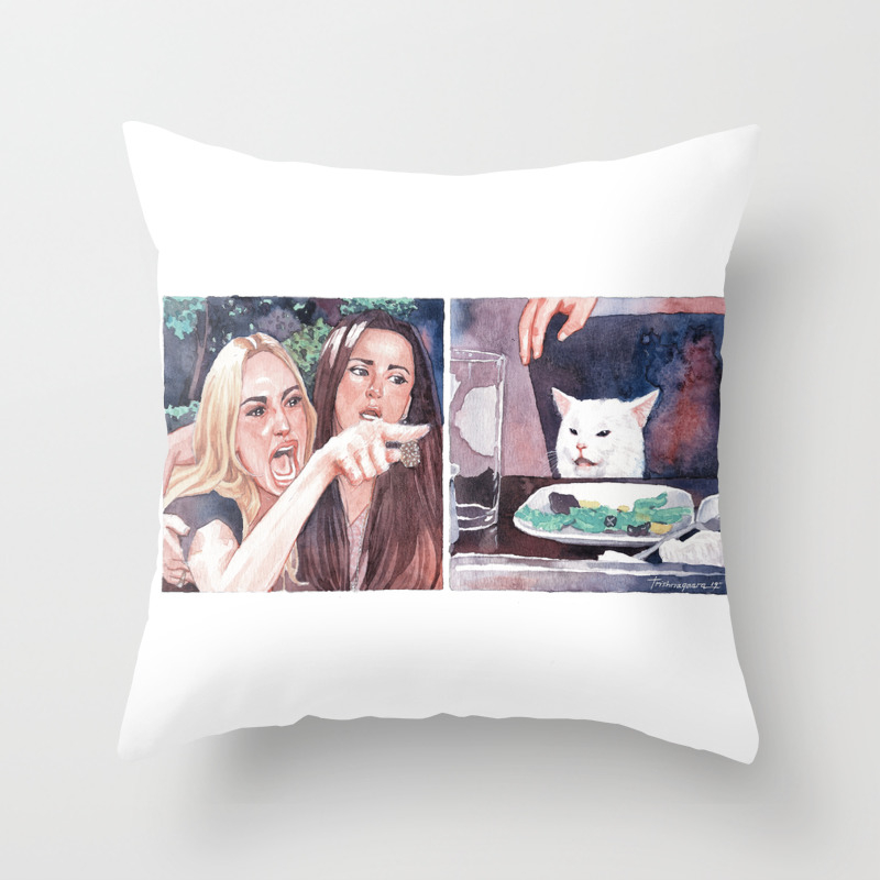 Woman Yelling At Cat Throw Pillow By Trishnagaara Society6
